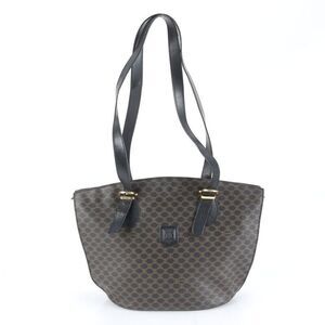 Celine Macadam Leather Tote Bag Shoulder Hand Genuine Leather Brown Women's RUM